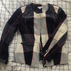 Merona Red White Blue Plaid Blazer Jacket